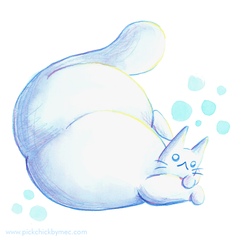 Maurice fat cat gato gordo ilustracion acuarela kawaii