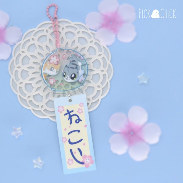 llavero acrilico nekoi furin kawaii