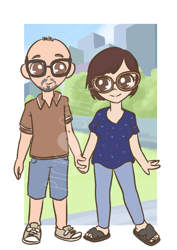 Retrato pareja kawaii