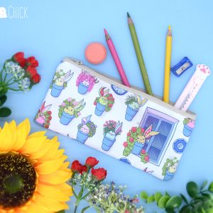 estuche handmade flores y conejos