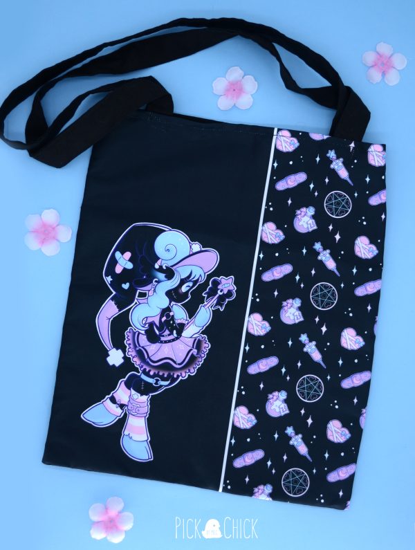 pastel goth totebag handmade